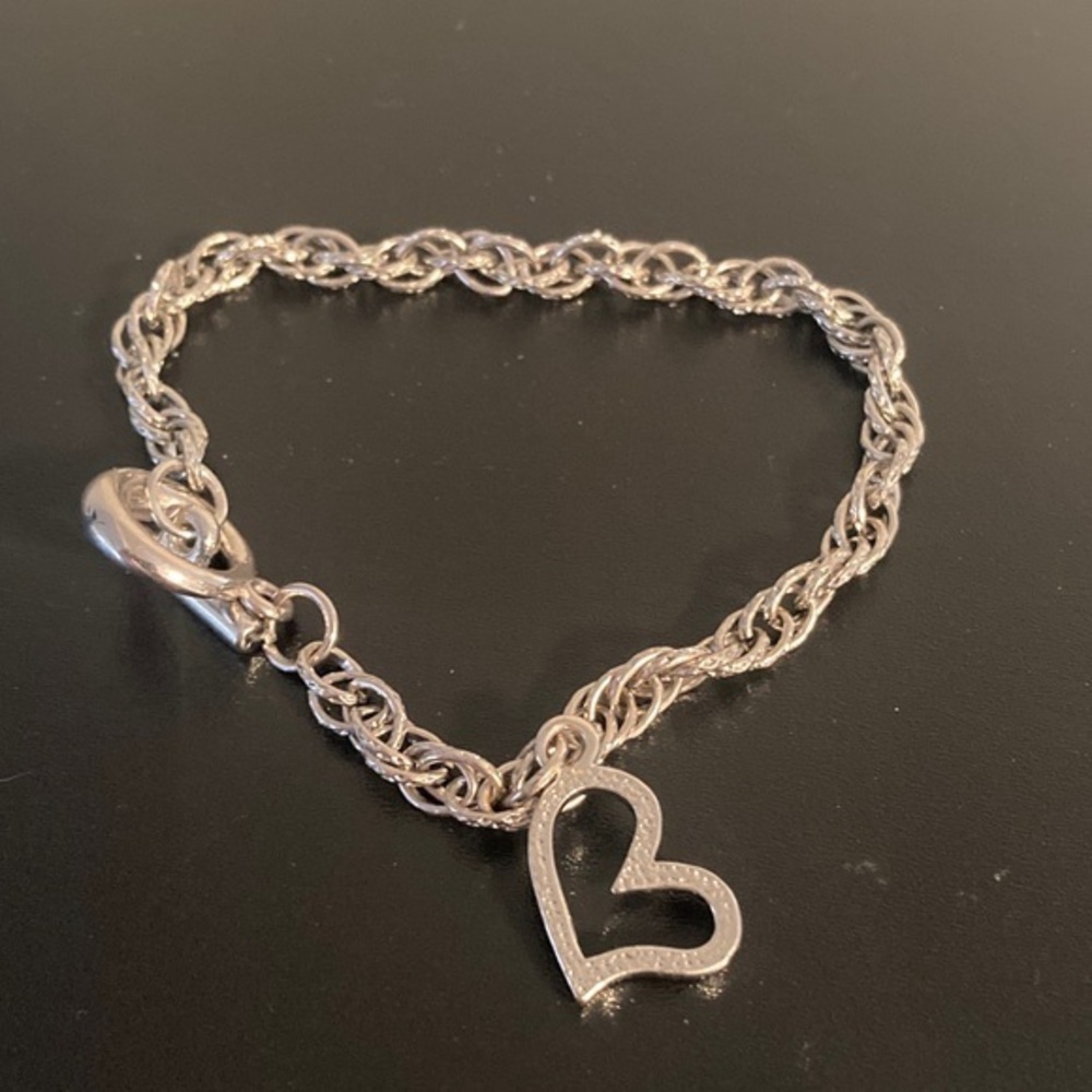 Elegant Silver Heart Charm Bracelet